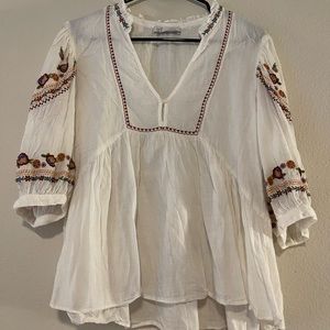 Zara Floral Embroidered Blouse